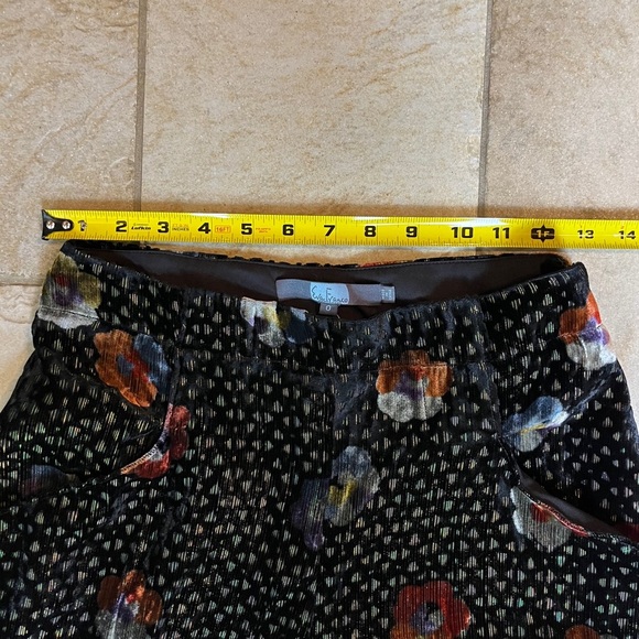 Anthropologie NWT Eva Franco Sz 0 Velvet Wide Leg Pants Black Motif Floral Glam - Picture 9 of 16